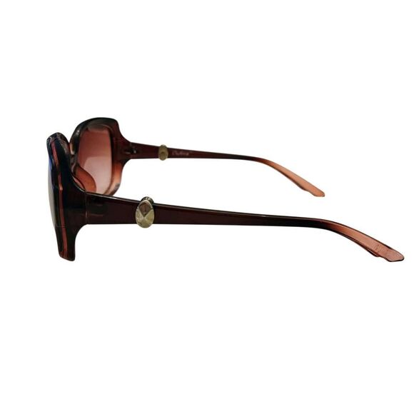 Rosie Brown Square Sunglasses with Silver Metal Accents + NEW Soft Leather Case - Picture 6 of 13